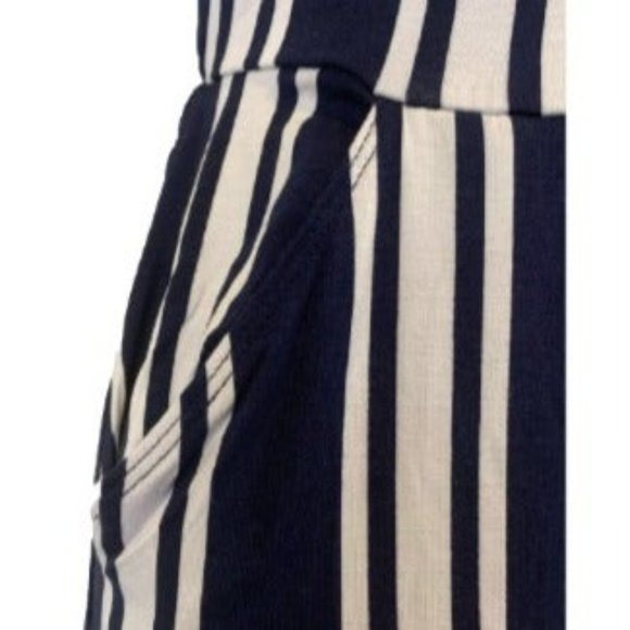 Tucker Tate Striped Jumpsuit Blue White Romper Capri Women’s XL 14/16 - Picture 3 of 11